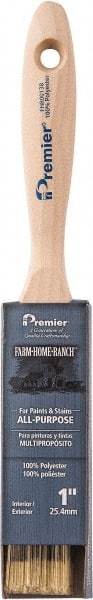 Premier Paint Roller - 1" Flat Polyester General Purpose Paint Brush - 2-1/4" Bristle Length, 5-1/4" Wood Beavertail Handle - Makers Industrial Supply