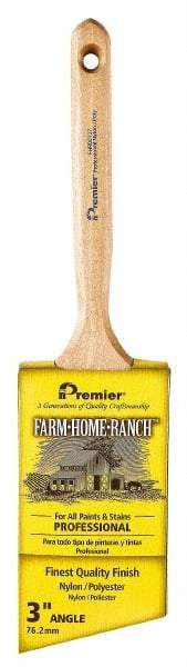 Premier Paint Roller - 3" Angled Nylon/Polyester Angular Brush - 3-1/4" Bristle Length, 7-1/2" Wood Sash Handle - Makers Industrial Supply