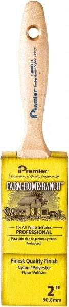 Premier Paint Roller - 2" Flat Nylon/Polyester General Purpose Paint Brush - 2-3/4" Bristle Length, 5-1/4" Wood Beavertail Handle - Makers Industrial Supply