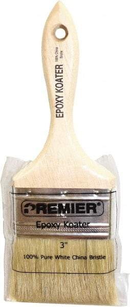 Premier Paint Roller - 3" Flat White China Bristle Varnish Brush - 2-1/4" Bristle Length, 5-1/2" Wood Beavertail Handle - Makers Industrial Supply