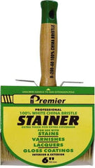 Premier Paint Roller - 6" Flat White China Bristle Stainer Brush - 3-1/4" Bristle Length, 5-1/4" Wood Threaded Wood Handle - Makers Industrial Supply