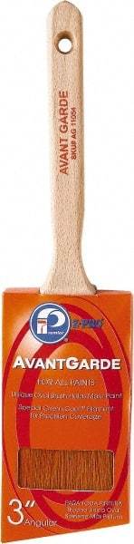 Premier Paint Roller - 3" Oval/Angle Polyester Sash Brush - 3-1/4" Bristle Length, 6-3/4" Wood Sash Handle - Makers Industrial Supply