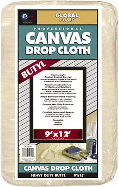 Premier Paint Roller - Heavy Weight Canvas Drop Cloth - 12' x 9', 1 mil Thick, Off White - Makers Industrial Supply