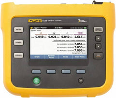 Fluke - 3 Phase, 1,000 VAC, 0.20 to 6,000 Amp Capability, 3.5 to 42.5 Hz Calibration, LCD Display Power Meter - 0.5 Current Accuracy, 0.5 Voltage Accuracy - Makers Industrial Supply