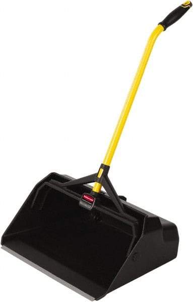 Rubbermaid - 20-7/16" Wide x 29" Deep x 11" High Handheld Dustpan - Plastic Body, 27" Handle, Black - Makers Industrial Supply