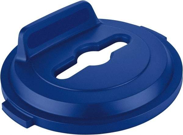 Rubbermaid - Round Lid for Use with 32 Gal Round Recycle Containers - Blue, Polyethylene, For Brute Trash Cans - Makers Industrial Supply