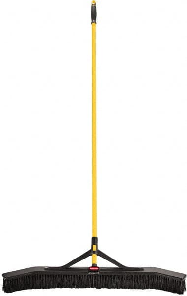 Rubbermaid - 36" Medium Duty Synthetic Push Broom - 3" Bristle Length, Foam Block, Threaded Handle Connection, Handle Included - Makers Industrial Supply