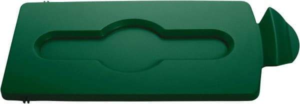 Rubbermaid - Rectangle Lid for Use with 23 Gal Rectangular Recycle Containers - Green, Polypropylene, For Slim Jim Trash Cans - Makers Industrial Supply