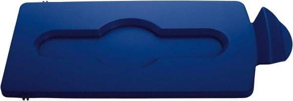 Rubbermaid - Rectangle Lid for Use with 23 Gal Rectangular Recycle Containers - Blue, Polypropylene, For Slim Jim Trash Cans - Makers Industrial Supply