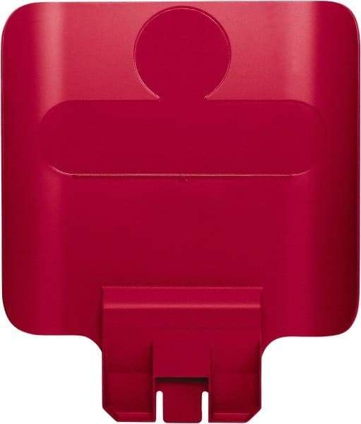 Rubbermaid - Square Lid for Use with 23 Gal Rectangular Recycle Containers - Red, Polypropylene, For Slim Jim Trash Cans - Makers Industrial Supply