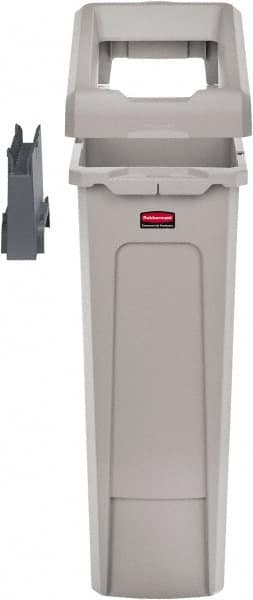 Rubbermaid - Square Lid for Use with 23 Gal Rectangular Recycle Containers - Gray, Polypropylene, For Slim Jim Trash Cans - Makers Industrial Supply