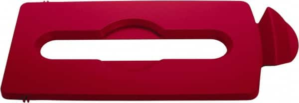 Rubbermaid - Rectangle Lid for Use with 23 Gal Rectangular Recycle Containers - Red, Polypropylene, For Slim Jim Trash Cans - Makers Industrial Supply