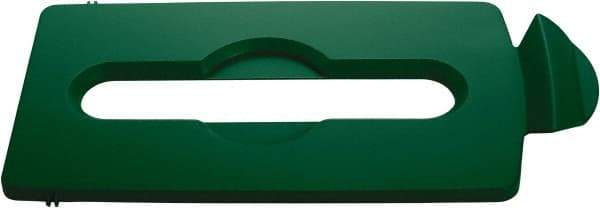 Rubbermaid - Rectangle Lid for Use with 23 Gal Rectangular Recycle Containers - Green, Polypropylene, For Slim Jim Trash Cans - Makers Industrial Supply