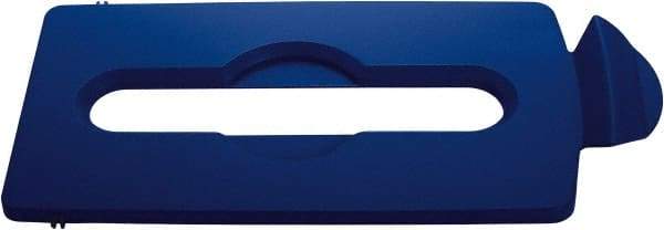 Rubbermaid - Rectangle Lid for Use with 23 Gal Rectangular Recycle Containers - Blue, Polypropylene, For Slim Jim Trash Cans - Makers Industrial Supply