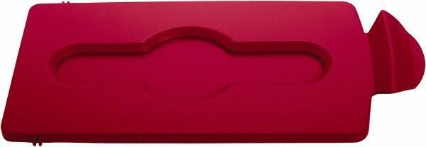 Rubbermaid - Rectangle Lid for Use with 23 Gal Rectangular Recycle Containers - Red, Polypropylene, For Slim Jim Trash Cans - Makers Industrial Supply