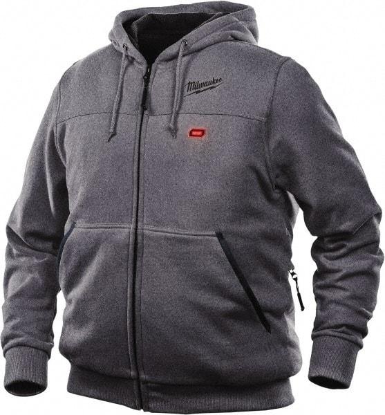 Milwaukee Tool - Size 2XL Heated Sweatshirt - Gray, Polyester, Zipper Closure, 45 to 48" Chest - Makers Industrial Supply