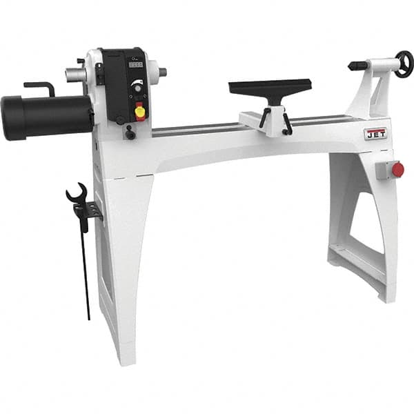 Jet - 18-1/2" Swing, 40" Distance Between Center, Woodworking Lathe - 2MT Headstock, 40 to 3,200 RPM, 4" Quill Travel - Makers Industrial Supply