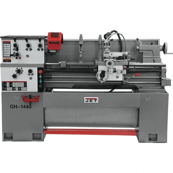 Jet - 14" Swing, 40" Between Centers, 230/460 Volt, Triple Phase Bench Lathe - 5MT Taper, 3 hp, 40 to 1,800 RPM, 1-1/2" Bore Diam, 30" Deep x 56-1/2" High x 74.8" Long - Makers Industrial Supply