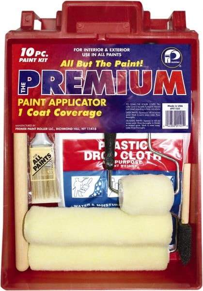 Premier Paint Roller - 1/2" Nap, Wall Paint Roller Set - 10" Wide, Steel Frame, Includes Paint Tray, Roller Cover & Frame - Makers Industrial Supply