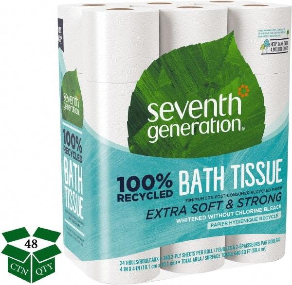 Seventh Generation - 960' Roll Length x 4" Sheet Width, Standard Roll Toilet Tissue - 240 Sheets per Roll, 2 Ply, White, Recycled Fiber - Makers Industrial Supply