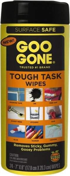 Goo Gone - Pre-Moistened General Purpose Wipes - Canister, 7" x 8" Sheet Size, White - Makers Industrial Supply