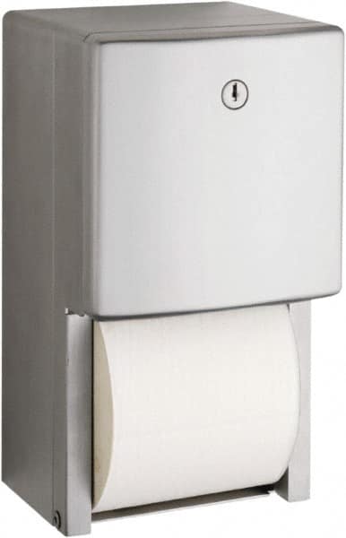 Bobrick - Standard Double Roll Stainless Steel Toilet Tissue Dispenser - 6.1667" Wide x 11" High x 5-15/16" Deep, Silver - Makers Industrial Supply