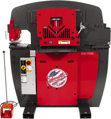 Edwards Manufacturing - 11" Throat Depth, 100 Ton Punch Pressure, 1-1/16" in 1" Punch Capacity Ironworker - 7-1/2 hp, 3 Phase, 460 Volts, 56-1/8" Wide x 61-11/16" High x 45" Deep - Makers Industrial Supply