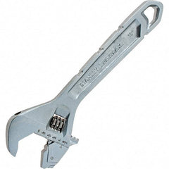 Stanley - 1-1/4" Jaw Capacity, 10" Ratcheting Adjustable Wrench - Steel, Chrome Finish, 10" OAL - Makers Industrial Supply