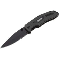 Stanley - 3-1/2" Blade, 8" OAL, Serrated & Straight Pocket Knife - 4-3/4" Closed Length, Carbon Fiber, 1 Blade, 1 Edge - Makers Industrial Supply