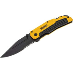 Stanley - 3-1/4" Blade, 8" OAL, Serrated & Straight Pocket Knife - 4-3/4" Closed Length, Aluminum, 1 Blade, 1 Edge - Makers Industrial Supply