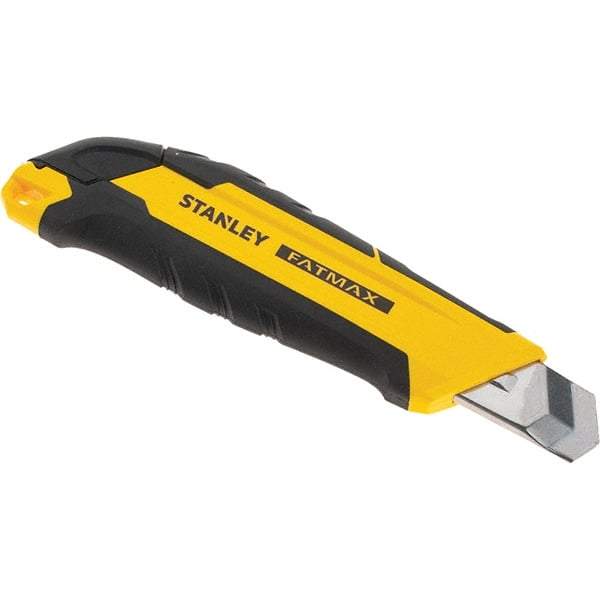 Stanley - Snap Utility Knife - 4.35" Carbon Steel Blade, Yellow & Black Bi-Material -ABS/TPR Handle, 1 Blade Included - Makers Industrial Supply