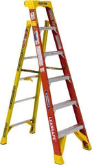 Werner - 5 Steps, 6' High, Type IA Rating, Fiberglass Step Ladder - 300 Lb Load Capacity, 24" Base Width - Makers Industrial Supply