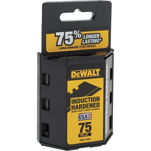 DeWALT - 75 Piece, Carbon Steel, Knife Blade - 2-7/16" Long, 0.0235" Blade Thickness - Makers Industrial Supply