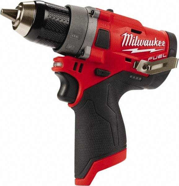 Milwaukee Tool - 12 Volt 1/2" Chuck Pistol Grip Handle Cordless Drill - 0-1700 RPM, Keyless Chuck, Reversible, Lithium-Ion Batteries Not Included - Makers Industrial Supply