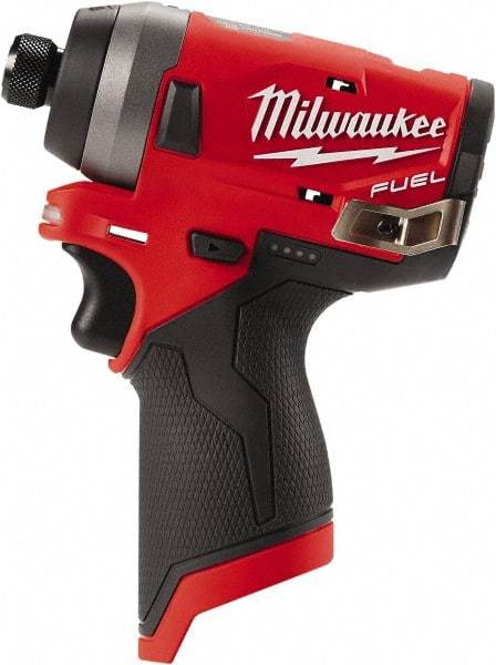 Milwaukee Tool - 1/4" Drive 12 Volt Pistol Grip Cordless Impact Wrench & Ratchet - 3,300 RPM, 0 to 4,000 BPM, 1,300 Ft/Lb Torque, Lithium-Ion Batteries Not Included - Makers Industrial Supply