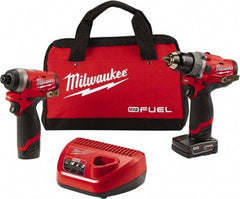 Milwaukee Tool - 12 Volt Cordless Tool Combination Kit - Includes 1/2" Brushless Hammer Drill/Driver & 1/4" Hex Impact Driver, Lithium-Ion Battery Included - Makers Industrial Supply