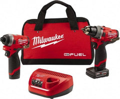 Milwaukee Tool - 12 Volt Cordless Tool Combination Kit - Includes 1/2" Compact Drill/Driver & 1/4" Hex Impact Driver, Lithium-Ion Battery Included - Makers Industrial Supply