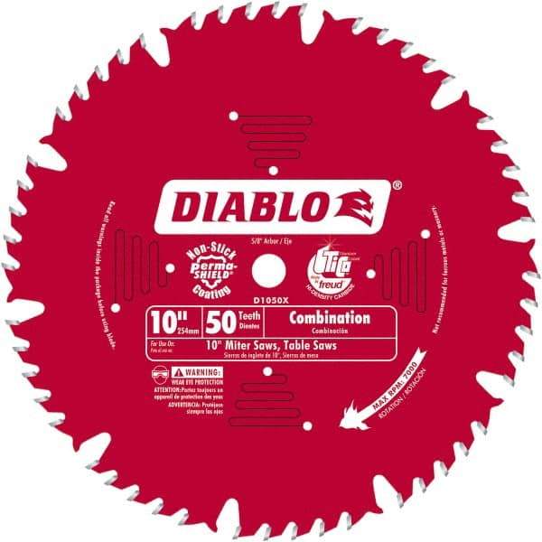 Freud - 10" Blade Diam, 50 Teeth, Carbide-Tipped Cold Saw Blade - 1" Arbor Hole Diam, 0.071" Blade Thickness - Makers Industrial Supply