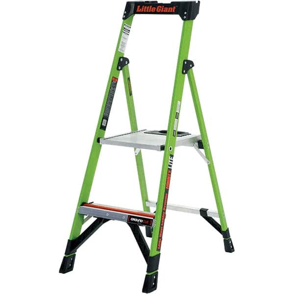 Little Giant Ladder - 2 Steps, 4' High, Type IA Rating, Fiberglass Step Ladder - 300 Lb Capacity, 19" Base Width - Makers Industrial Supply