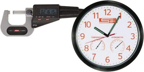 SPI - 0 to 1" Range, 0.00005" Resolution, Standard Throat IP54 Electronic Outside Micrometer - 0.00016" Accuracy, Friction Thimble, Carbide-Tipped Face, LR44 Battery, Includes NIST Traceable Certification of Inspection - Makers Industrial Supply