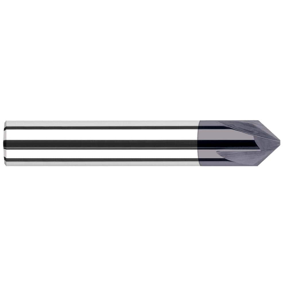 Chamfer Mill: 0.625″ Dia, 4 Flutes, Solid Carbide 3-1/2″ OAL, 5″ Shank Dia, AlTiN Coated