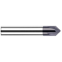 Chamfer Mill: 3 Flutes, Solid Carbide 4″ OAL, 1/4″ Shank Dia, AlTiN Coated