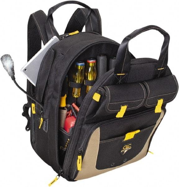 CLC - 36 Pocket Black & Khaki Polyester Backpack Tool Bag - 13" Wide x 10-1/4" Deep x 17" High - Makers Industrial Supply