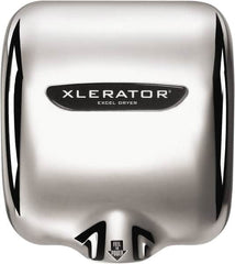 Excel Dryer - 1490 Watt Silver Finish Electric Hand Dryer - 208/277 Volts, 6.2 Amps, 11-3/4" Wide x 12-11/16" High x 6-11/16" Deep - Makers Industrial Supply