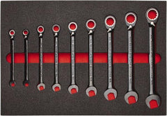 Proto - 9 Piece, 9/32" to 3/4", Spline Combination Wrench Set - Inch Measurement Standard, Black/Chrome Finish, Comes in Roll Pouch - Makers Industrial Supply