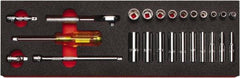 Proto - 25 Piece 1/4" Drive Chrome Finish Deep Well Socket Set - 6 Points, 3/16" to 9/16" Range, Inch Measurement Standard - Makers Industrial Supply