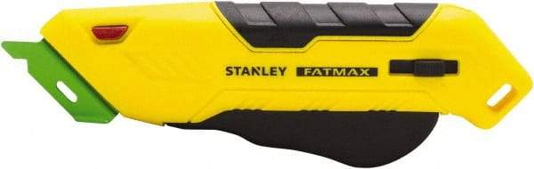 Stanley - Retractable Box Cutter - 2.175" Steel Blade, Yellow & Black Bi-Material Handle, 4 Blades Included - Makers Industrial Supply