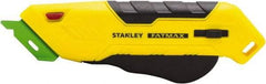 Stanley - Retractable Box Cutter - 2.175" Steel Blade, Yellow & Black Bi-Material Handle, 4 Blades Included - Makers Industrial Supply