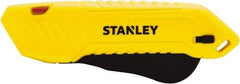 Stanley - Retractable Safety Utility Knife - 2.175" Steel Blade, Yellow & Black Plastic Handle, 1 Blade Included - Makers Industrial Supply