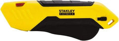 Stanley - Retractable Safety Utility Knife - 2.175" Steel Blade, Yellow & Black Bi-Material Handle, 1 Blade Included - Makers Industrial Supply